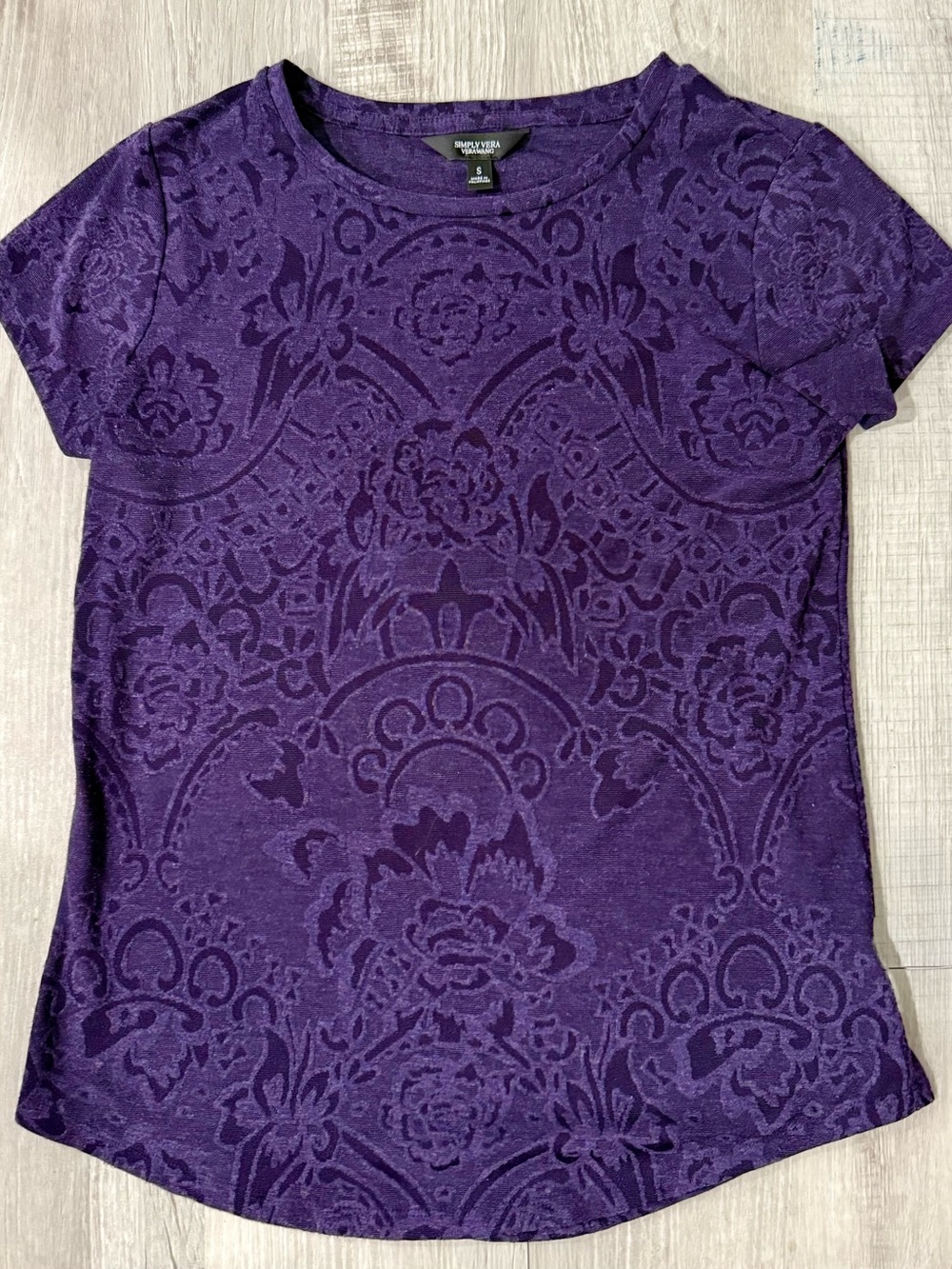 Simply Vera Vera Wang Deep Purple Textured Short-Sleeve Tee